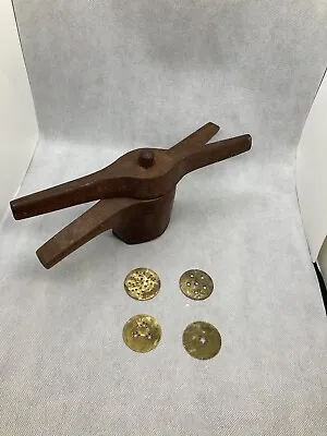 Old Vintage Wooden Brass Noodle Maker Press Mold Hand Operated String Hopper • $75