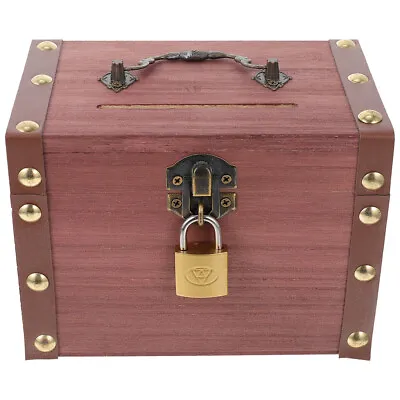  Wood Wooden Money Box Child Jewelry Storage Organizer Treasure Case • £14.14