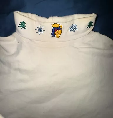 Vintage ‘90’s Disney Store White Turtleneck With Winnie The Pooh Embroidery L • $25