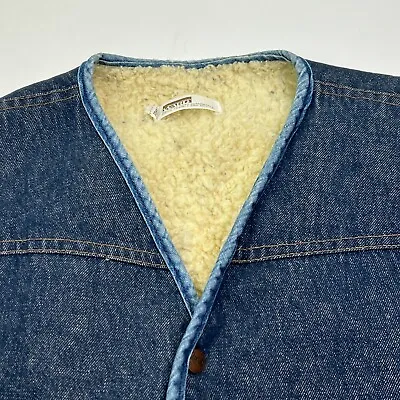 Vintage Montgomery Ward Jean Jacket Vest MenVintage USA Sherpa Lined Denim 41  • $24.78