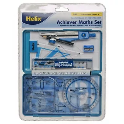 Helix Achiever Maths Set Maths Equipment For School With Handy Plastic Case • £11.04