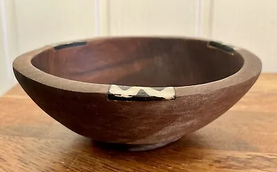 Vintage Hand Made Carved Olive Wood Wooden Bowl Dish Rustic Natural 6” X 2” • £8.95