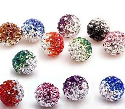100pcs/lot 10mm Micro Pave Mixed Gradual Change Shamballa Beads Disco Ball • $6.98