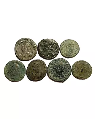 LOT OF 7 ANCIENT ROMAN COINS. 3rd/4th CENTURY. METAL DETECTING FINDS. -GENUINE- • £1.20