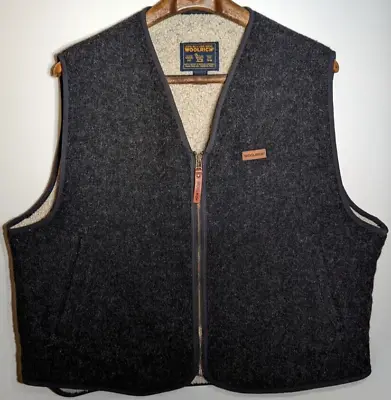 Vintage Woolrich Wool Gray Shearling Lined Vest Men’s Size XL • $55.99