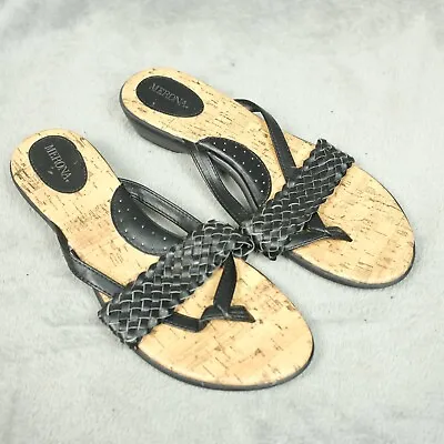 Merona Womens Sandals Shoes Black Woven Size 10 • $11.95