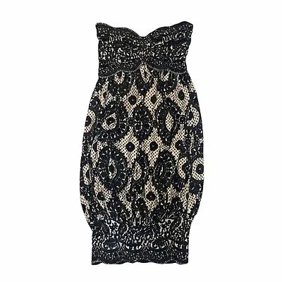 Diane Von Furstenberg Marcella Black Velvet Burnout Strapless Dress Size 4 • $89.99