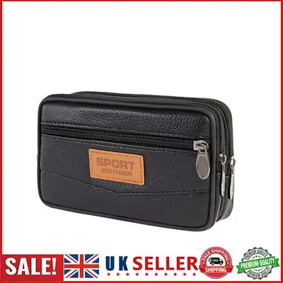 Casual PU Waist Bag Sport Men Phone Purse Belt Bum Pouch (Horizontal Black) GB • £5.48