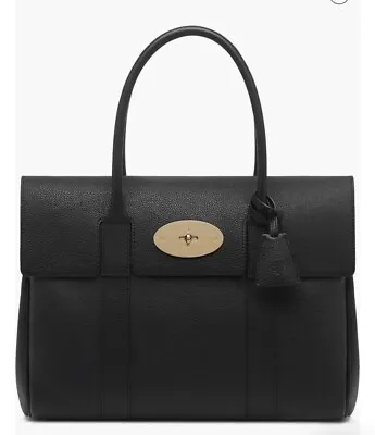 💥Mulberry Black Pebbled Leather Bayswater Satchel • $1360