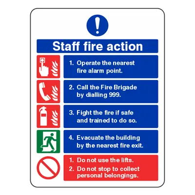 £2.15 • Buy Fire Action Notice Sign - Staff Fire Action