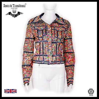 £2490 • Buy Woman Jacket Spring Original Italian Fashion Casual Bikers Fluo Sequins Trendy 2