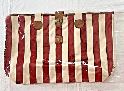 NIP Red & White Mary Kay Striped Tote Bag 20 W X 13 X5”Double Handles-Twist Lock • $9.95