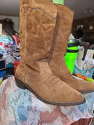 #618-Lovely Women's Brown SUEDE COWGIRL BOOTS Sz-8UK-6 EUR-39.5 Leather Upper • $46.72