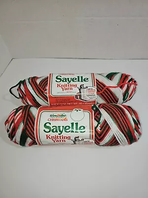 Lot Of 2 New Skeins Sayelle Yarn Christmas Red Green White Ombre Orlon • $16