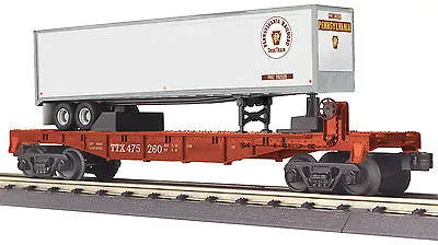 MTH Railking O Trains #475260 Pennsylvania Flat Car W' 40' Trailer 30-76610 • $39