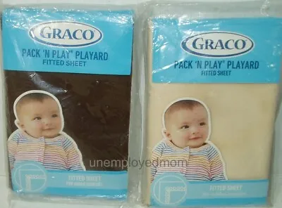 Pack N Play Playard Fitted Sheet 39  X 27  Lot Of 2 Brown & Cream Boys Girls • $15.29