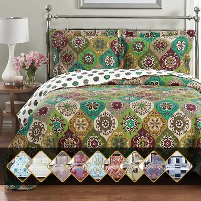 $52.99 • Buy Luxury Bedding 2-3 Pieces Oversized Bedspread Coverlet Set Reversible Bed Quilt