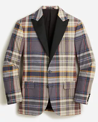 $348 J.Crew Ludlow Classic-fit Dinner Jacket In Madras Plaid Size 42S NWT! • $150