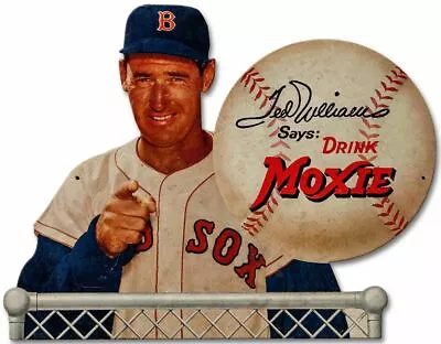 Ted Williams Mlb Baseball Moxie Cola Heavy Duty Usa Made Metal Advertising Sign • $96