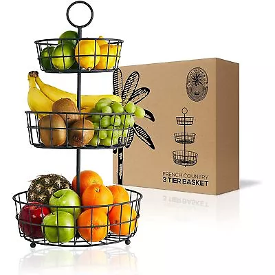 3 Tier Fruit Basket - French Country Wire Baskets By & Co. | Three Tier Wire Bas • $29.99