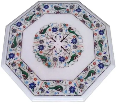 24  White Marble Inlay Coffee Table Top Pietra Dura Micro Mosaic Inlaid Art • $1038.40