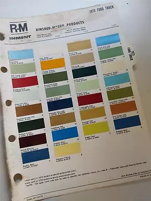 1973 FORD TRUCKS Vtg. RM RINSHED-MASON Automotive Paint Color Chart • $15