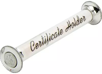 Pewter Ends Certificate Holder Birth Marriage Graduation Glass Tube • £35.75