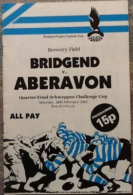 1981 BRIDGEND V ABERAVON Programme - Schweppes WRU Cup 1st Round • £0.99
