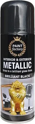 £4.99 • Buy Metallic Spray Paint 200ml - Gold Silver White Black Copper Gloss Finish