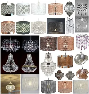 Chandelier Style Ceiling Light Shade Droplet Pendant Acrylic Crystal Bead Luxury • £14.75