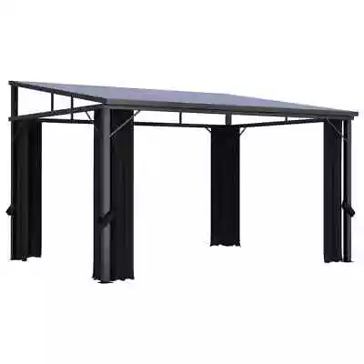 Gazebo With Curtain 405x294x244 Cm Anthracite Outdoor Canopy Shelter VidaXL • $1172.99