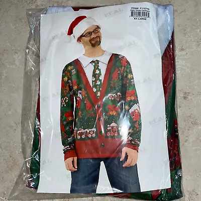 Mens Ugly Christmas Sweater Vest T Shirt Holiday Party Costume Sz Xxl Fr115779 • $15.99