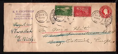 UNITED STATES 1927 LEXINGTON STAMPS UPRATED 2c STATIONERY COVER To GRAZ AUSTRIA • $6.90