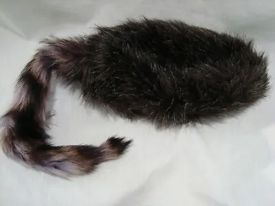 Raccoon Tail Hat Youth Size L Faux Fur 25  Around Davy Crockett 13  Tail NEW • $10.36