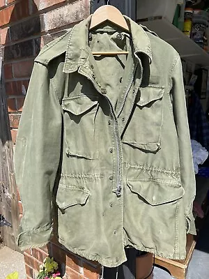 Vintage US Army Field Jacket M1951 Korea Vietnam Era MEDIUM Reg Talon Zip • $19.99