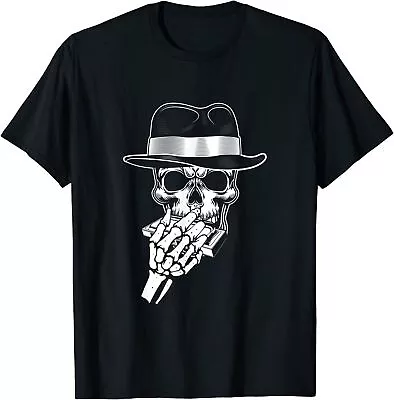 Skeleton Playing Harmonica Blues Musician Mouth Organ Player T-Shirt • $15.99