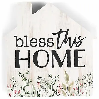 Bless This Home House Floral Cream 3.25 X 3.25 Pine Wood Small   Plaque • $10.99