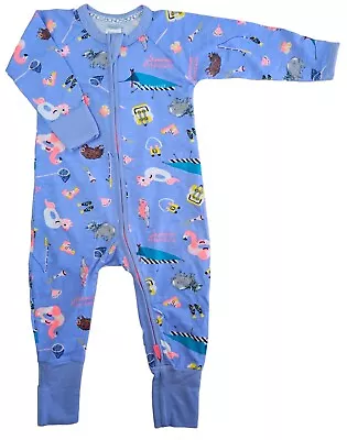 Bonds Baby Print Zip Wondersuit - Blue - Size 0 • $14.95
