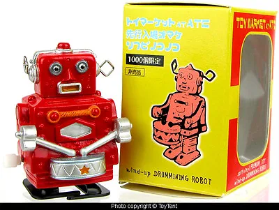 Drumming Robot Miniature White-knob RED Toy Market ATC Boxed New Old Stock • $24