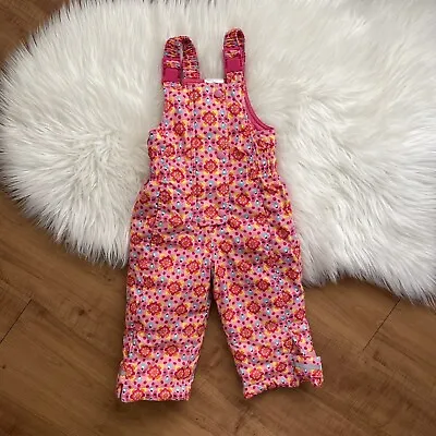 Hanna Andersson Toddler Girl Ski Snow Pants Bib Size 80 18-24 Months Floral • $12