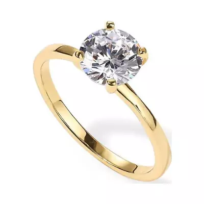 18K Yellow Gold Moissanite Round Engagement Wedding Ring Plated • $46.99