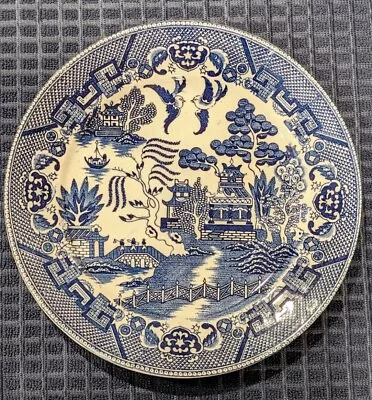 Vintage BLUE WILLOW 9  Plate -  Made In Occupied Japan NO CHIPS Blue Crown Mark • $6.75