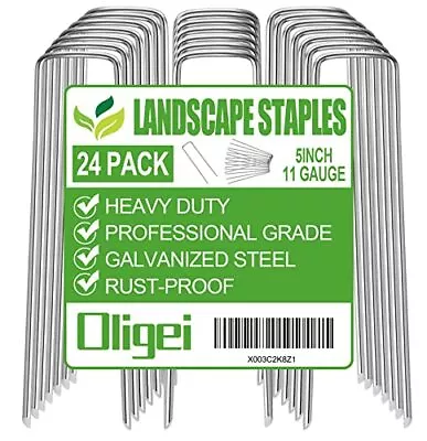 24 Pack Garden Stakes U-Shaped Tent Stakes Galvanized Landscape Staples Metal • $9.22