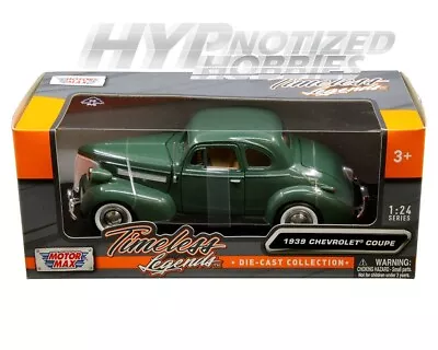 Motormax 1:24 1939 Chevrolet Coupe Die-cast Green 73247 • $15.75