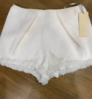 ALICE McCALL Decide To Stay Fringe Shorts Sz 12 Antique White • $50