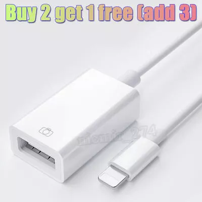 For IPad IPhone USB 3.0 Female To 8 Pin IPhone Male OTG Adapter Cable Camera • £1.94