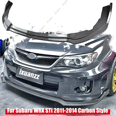 For 2011-2014 Subaru WRX STI CS2-Style JDM Carbon Style Front Bumper Body Lip 3x • $69.99