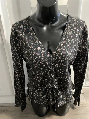 £0.99 • Buy C&A Clockhouse Floral Blouse/Top Ruched Front Tie Size 8 EU 42 BNWOT