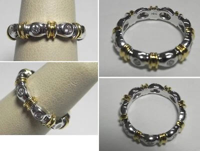 $495 • Buy V031 Estate Solid 18K Yellow Gold And White Gold Diamond Eternity Band Sz 6.25