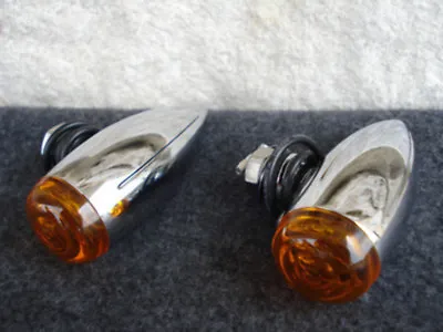 Milled Mini Bullet Amber Turn Signals Lights For Harley & Choppers • $29.95